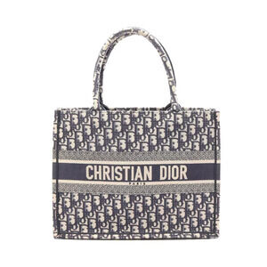Christian Dior BOOK TOTE Bag Canvas Navy Blue Ivory White